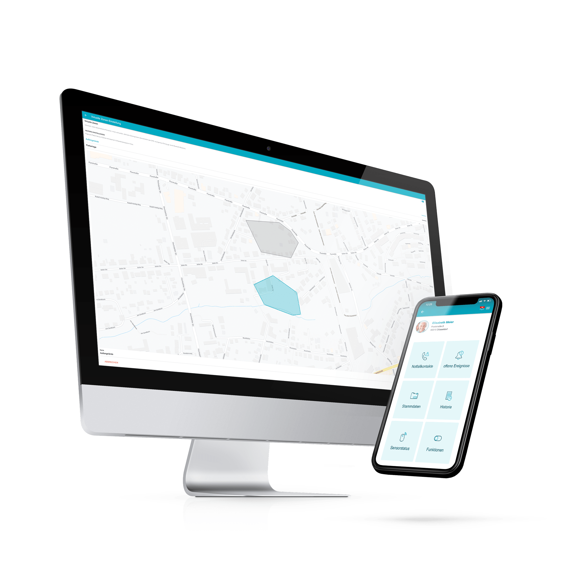 moio App und moio App Business Patientenansicht und virtuelle Zonen GPS-Zonen