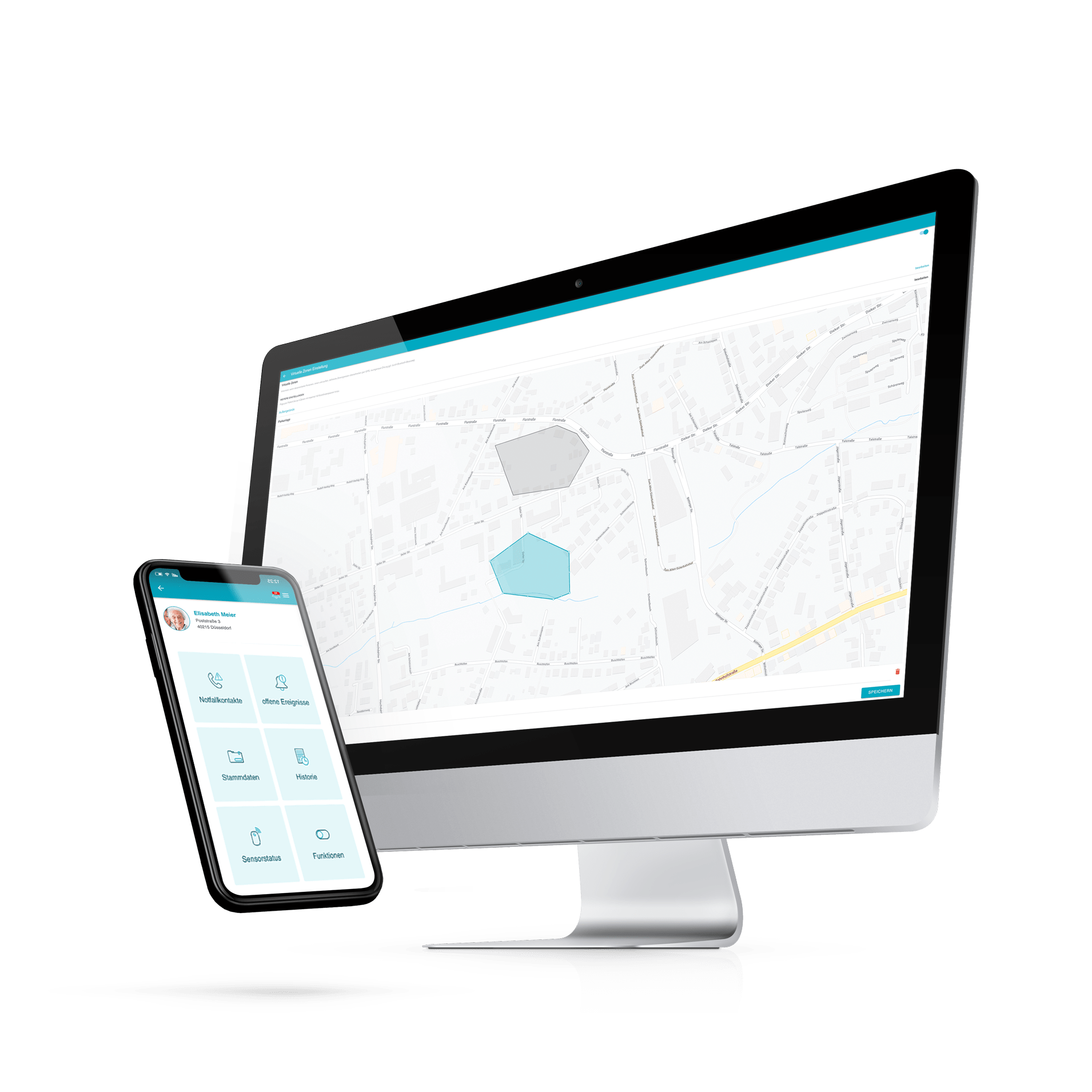 moio App moio App Business Patientenansicht und virtuelle Zonen GPS-Zonen